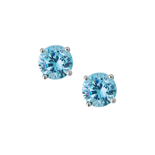 Ohrstecker Zirkonia aqua 6mm Silber 925