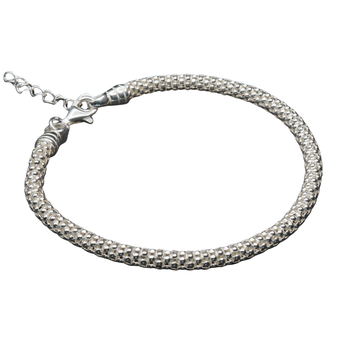 Popcorn-Armkette aus 925 Sterling Silber – 4 mm | Verstellbar 20–23 cm