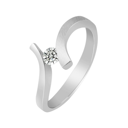 925/- Echt Silber Ring "Thea", Zirkoniabesatz, matt/poliert, 925/rhodiniert