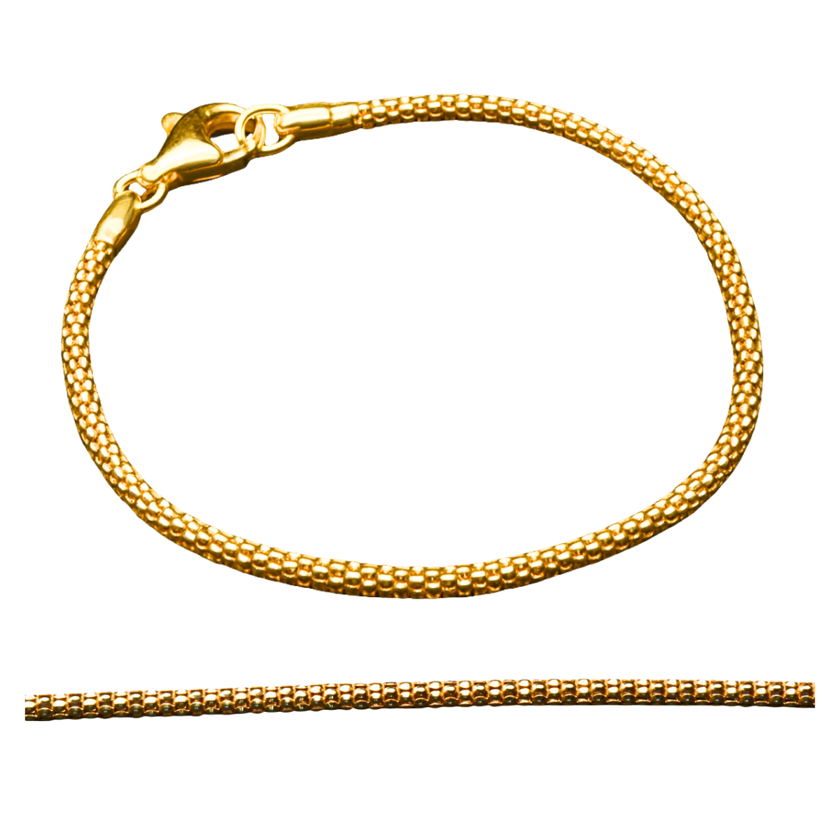 Popcorn-Armkette – vergoldet | 925 Silber 3 mm