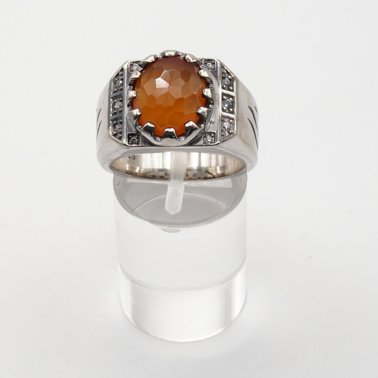 925 Silber Herren Aqeeq Ring Yamani - Jemen Karneol - Achat  - Handarbeit - Massiv