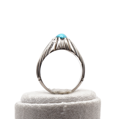925 Silber Herrenring mit echtem Türkis Firouz Nishaburi - Handarbeit