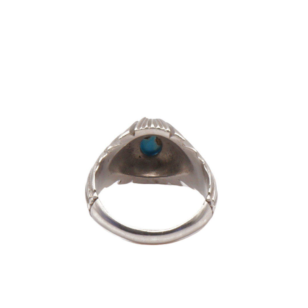 925 Silber Herrenring mit echtem Türkis Firouz Nishaburi - Handarbeit