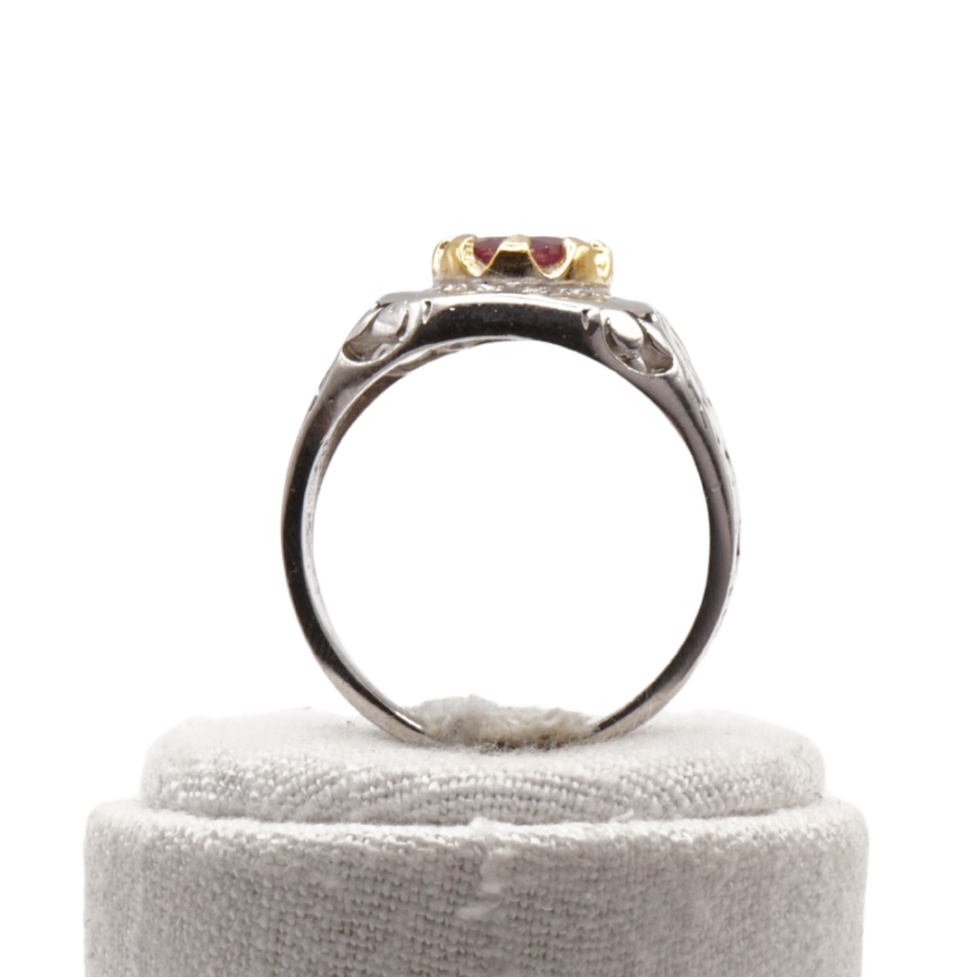 925 Silber Herrenring mit echtem Rubin