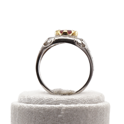 925 Silber Herrenring mit echtem Rubin