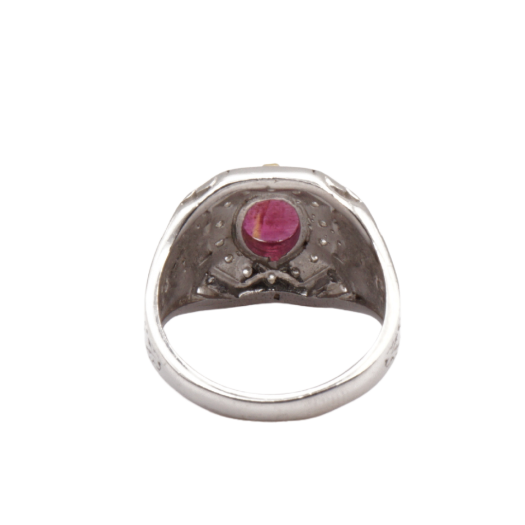 925 Silber Herrenring mit echtem Rubin