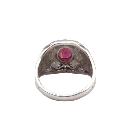 925 Silber Herrenring mit echtem Rubin
