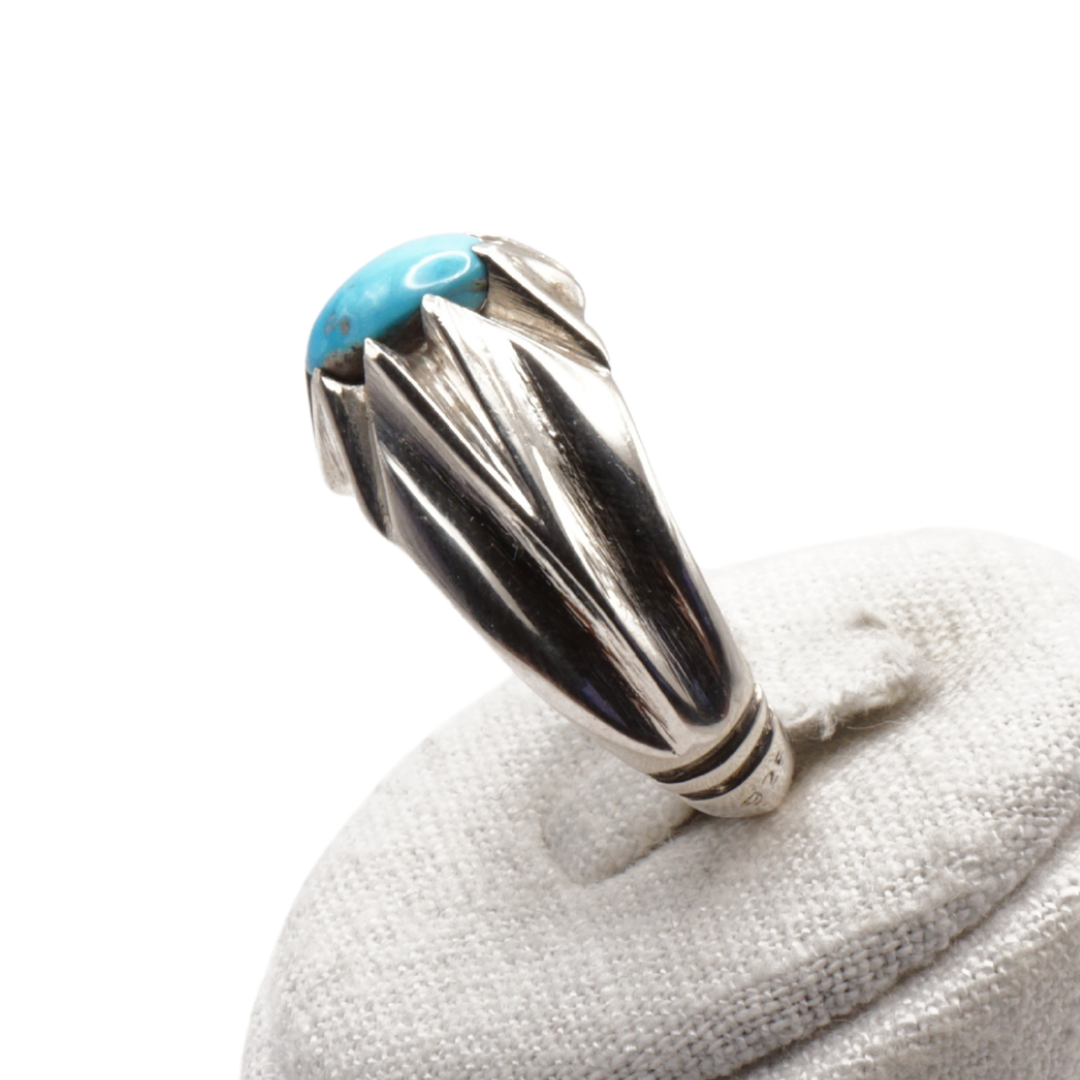 925 Silber Herrenring mit echtem Türkis Firouz Nishaburi - Handarbeit