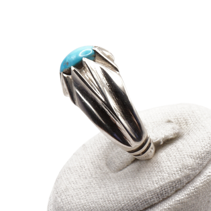 925 Silber Herrenring mit echtem Türkis Firouz Nishaburi - Handarbeit
