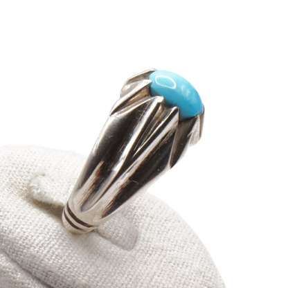 925 Silber Herrenring mit echtem Türkis Firouz Nishaburi - Handarbeit