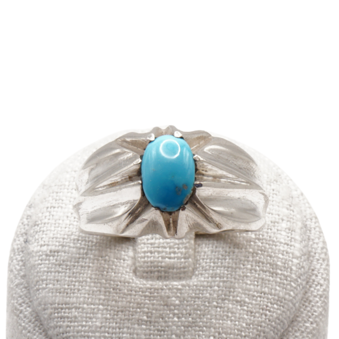 925 Silber Herrenring mit echtem Türkis Firouz Nishaburi - Handarbeit