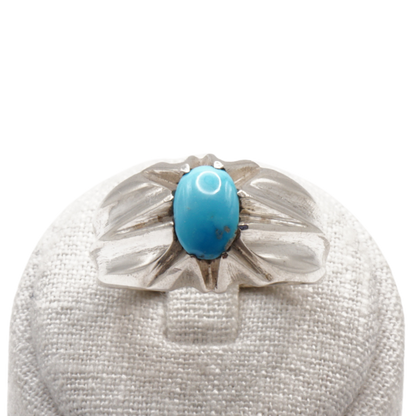 925 Silber Herrenring mit echtem Türkis Firouz Nishaburi - Handarbeit