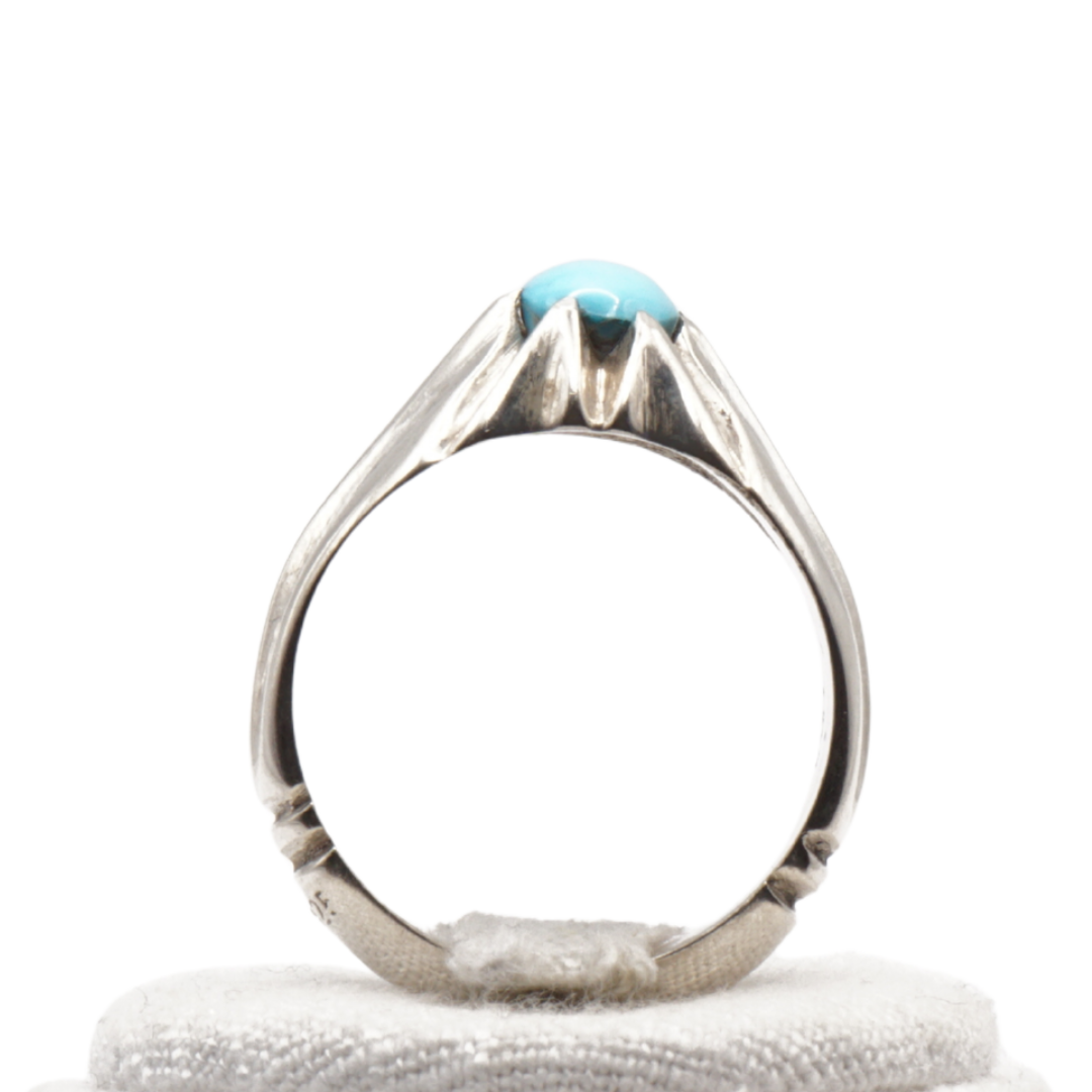 925 Silber Herrenring mit echtem Türkis Firouz Nishaburi - Handarbeit