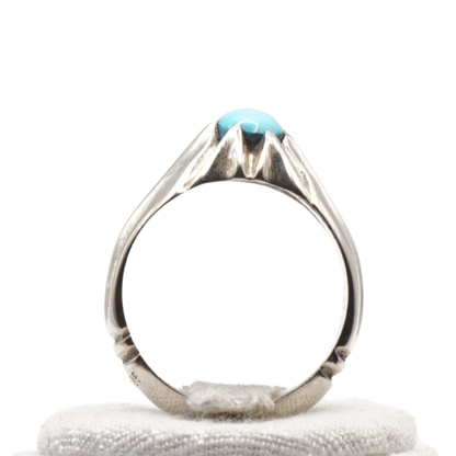 925 Silber Herrenring mit echtem Türkis Firouz Nishaburi - Handarbeit