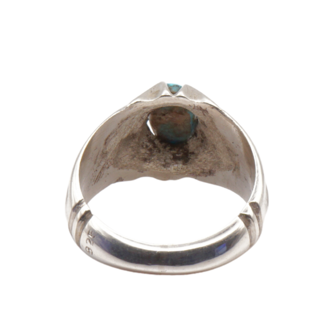 925 Silber Herrenring mit echtem Türkis Firouz Nishaburi - Handarbeit