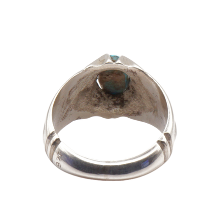 925 Silber Herrenring mit echtem Türkis Firouz Nishaburi - Handarbeit