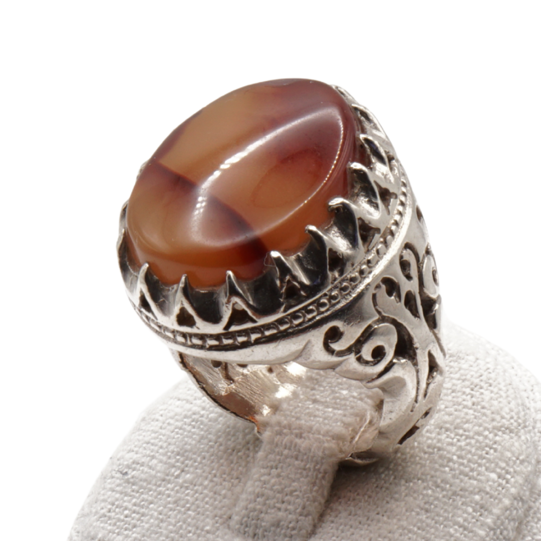 925 Silber Herrenring Jemen Achat – bahrainische Handarbeit Aqeeq Yamani