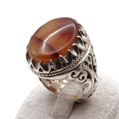 925 Silber Herrenring Jemen Achat – bahrainische Handarbeit Aqeeq Yamani