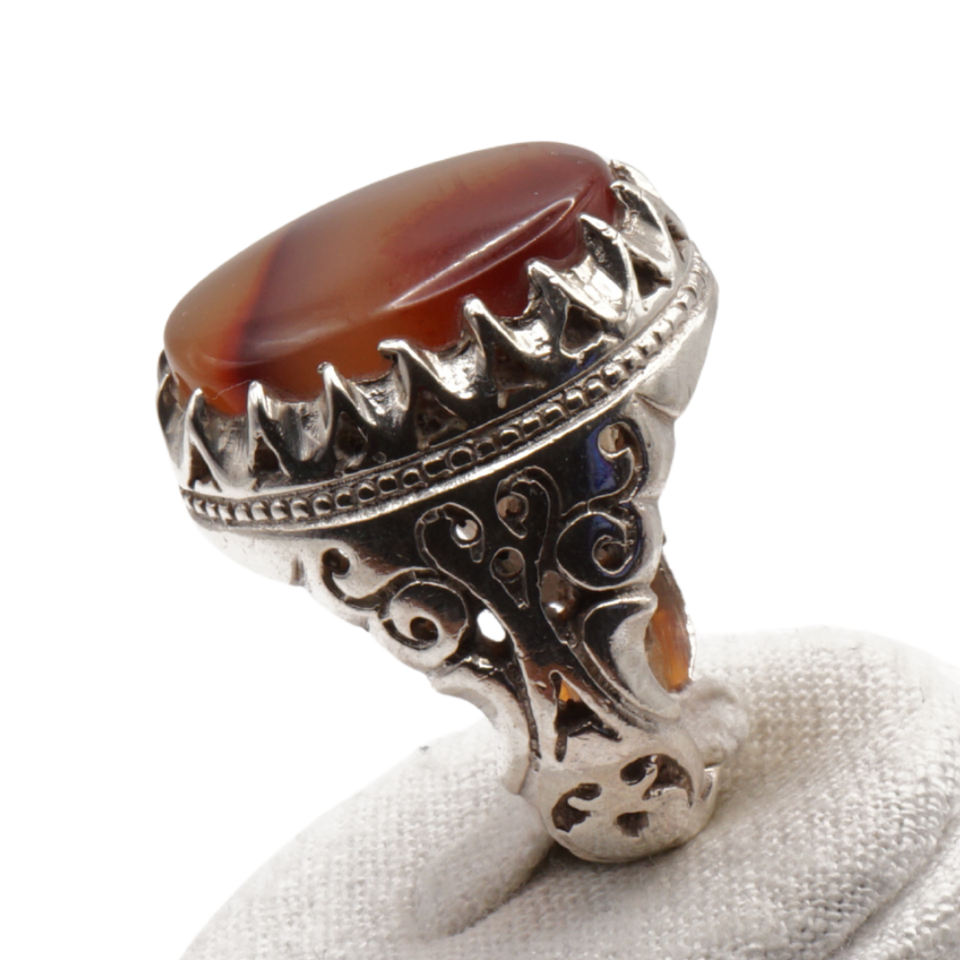 925 Silber Herrenring Jemen Achat – bahrainische Handarbeit Aqeeq Yamani