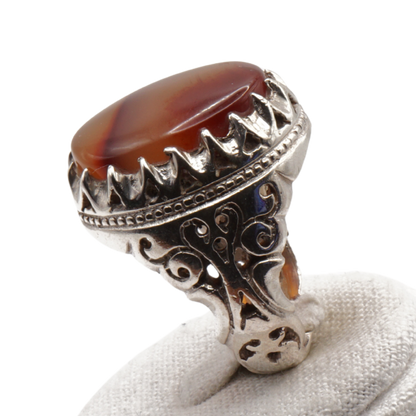 925 Silber Herrenring Jemen Achat – bahrainische Handarbeit Aqeeq Yamani