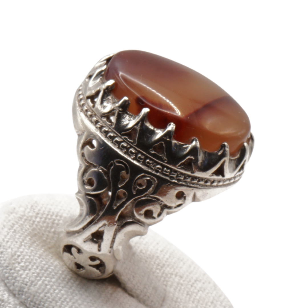 925 Silber Herrenring Jemen Achat – bahrainische Handarbeit Aqeeq Yamani