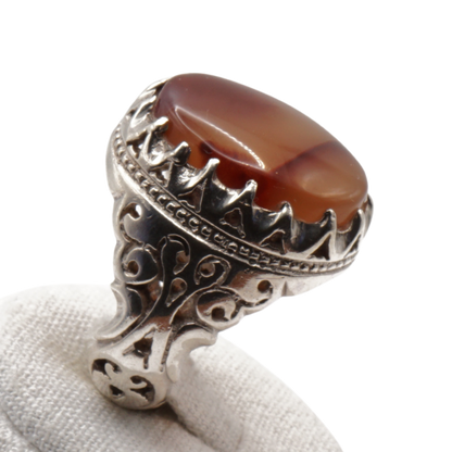 925 Silber Herrenring Jemen Achat – bahrainische Handarbeit Aqeeq Yamani
