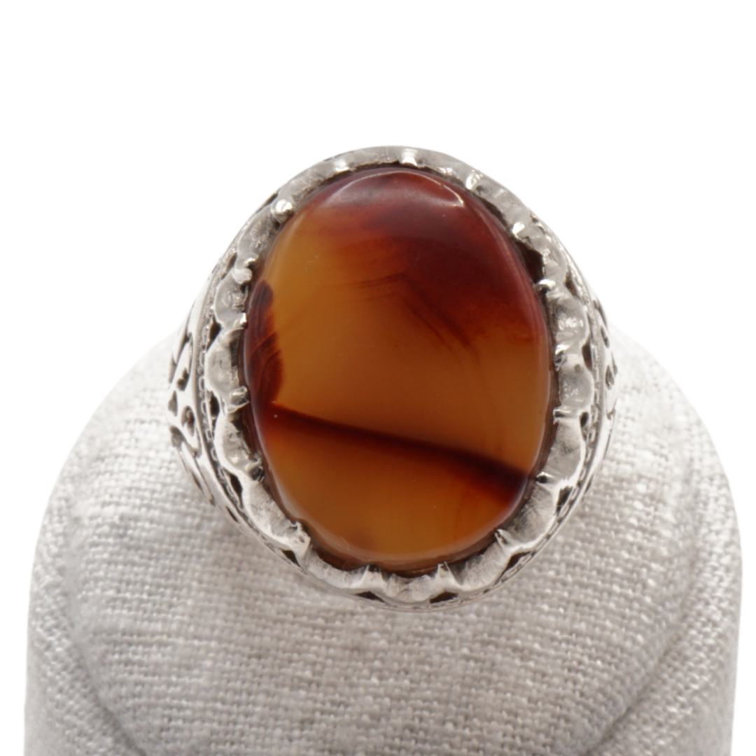 925 Silber Herrenring Jemen Achat – bahrainische Handarbeit Aqeeq Yamani