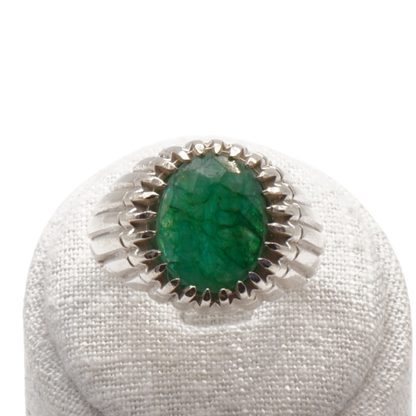 925 Silber Herrenring mit echtem Smaragd - Handarbeit