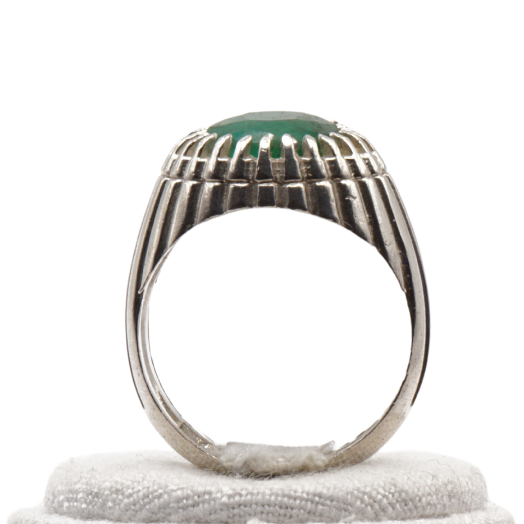 925 Silber Herrenring mit echtem Smaragd - Handarbeit