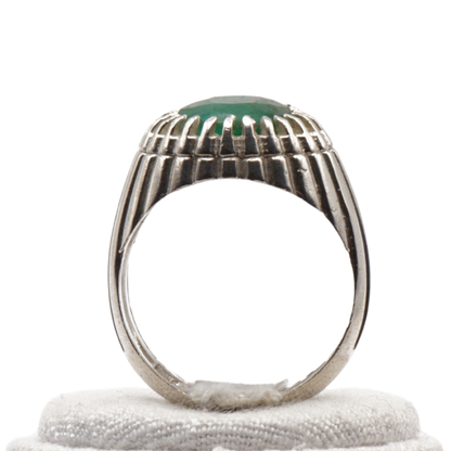925 Silber Herrenring mit echtem Smaragd - Handarbeit