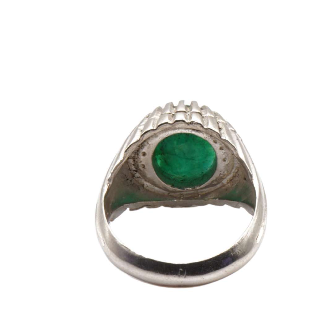 925 Silber Herrenring mit echtem Smaragd - Handarbeit