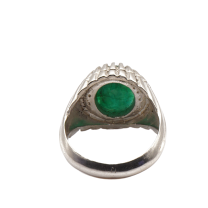 925 Silber Herrenring mit echtem Smaragd - Handarbeit