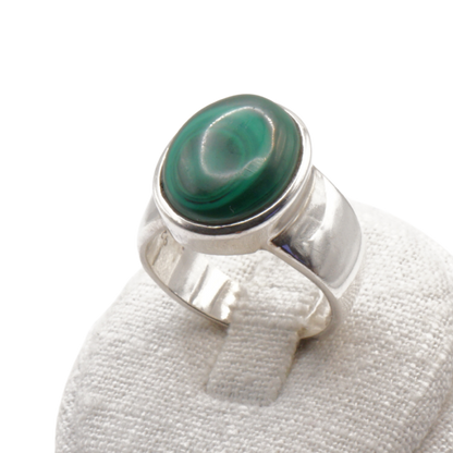 925 Silber Herrenring mit echtem Malachit