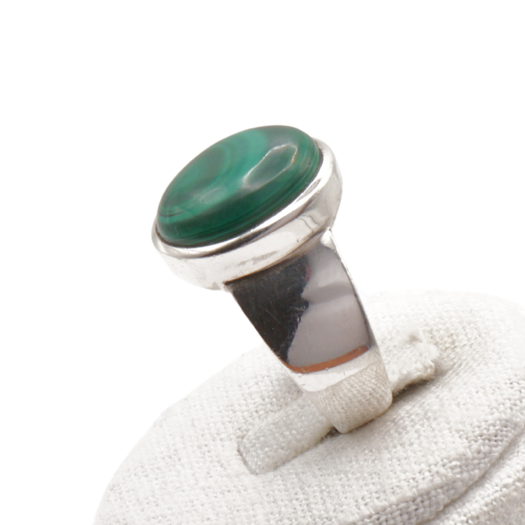 925 Silber Herrenring mit echtem Malachit