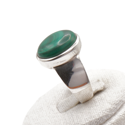 925 Silber Herrenring mit echtem Malachit