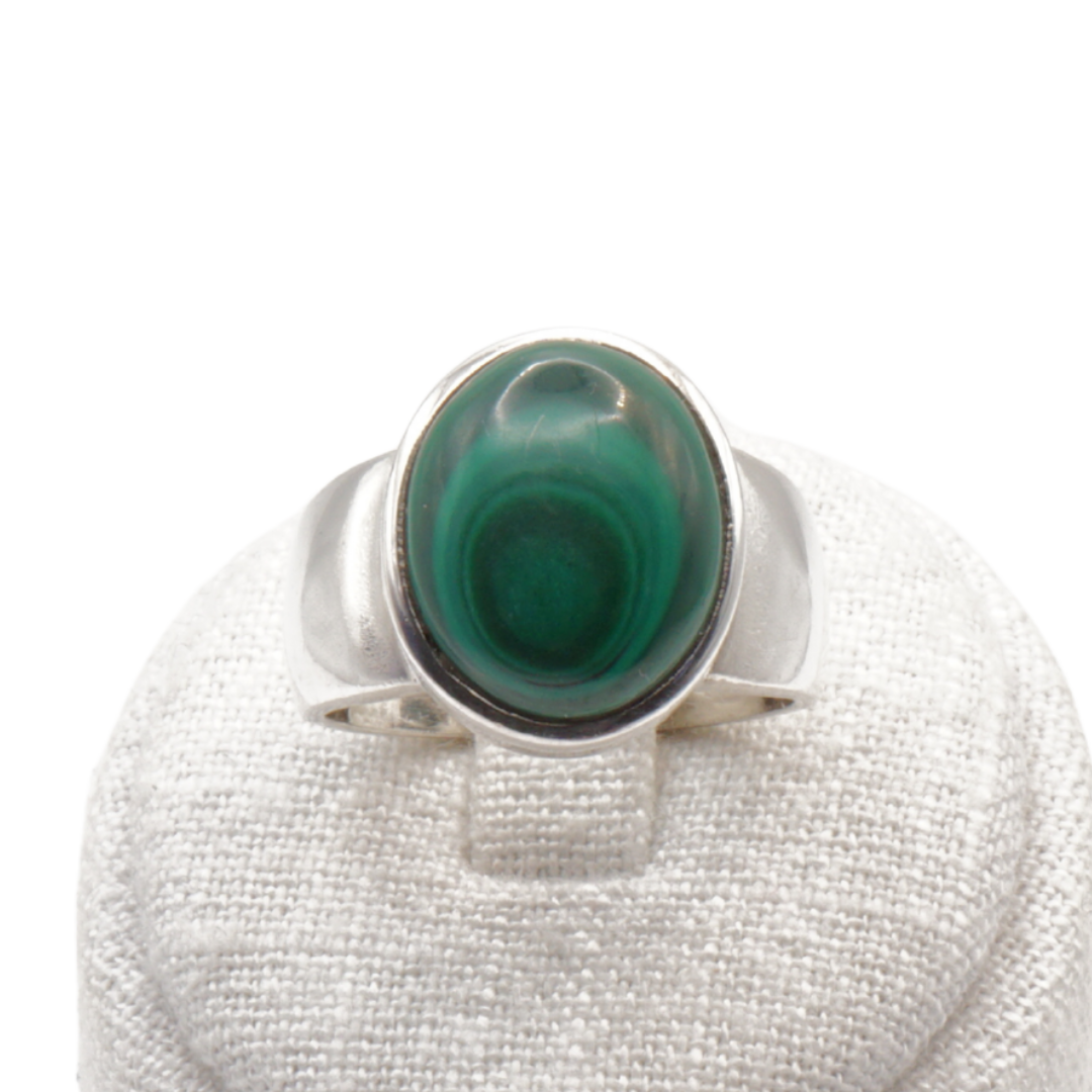 925 Silber Herrenring mit echtem Malachit