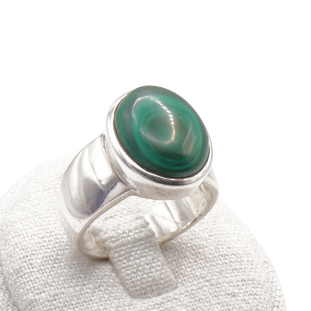 925 Silber Herrenring mit echtem Malachit