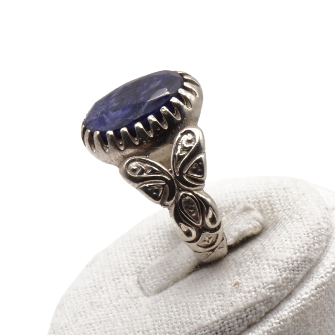 925 Silber Herrenring mit echtem Saphir