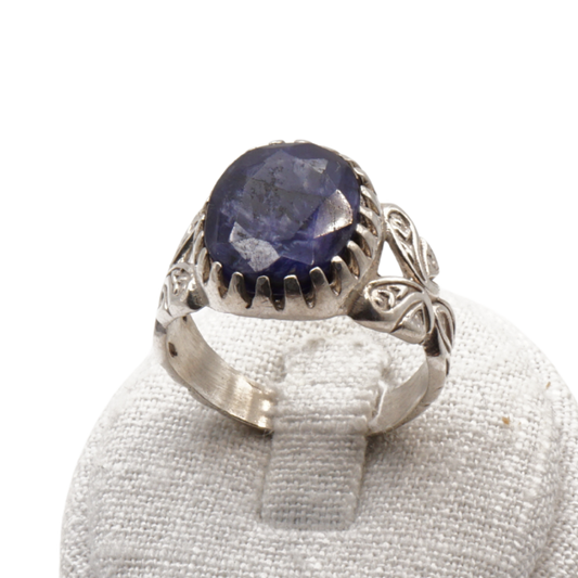 925 Silber Herrenring mit echtem Saphir