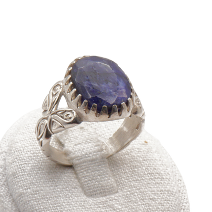 925 Silber Herrenring mit echtem Saphir