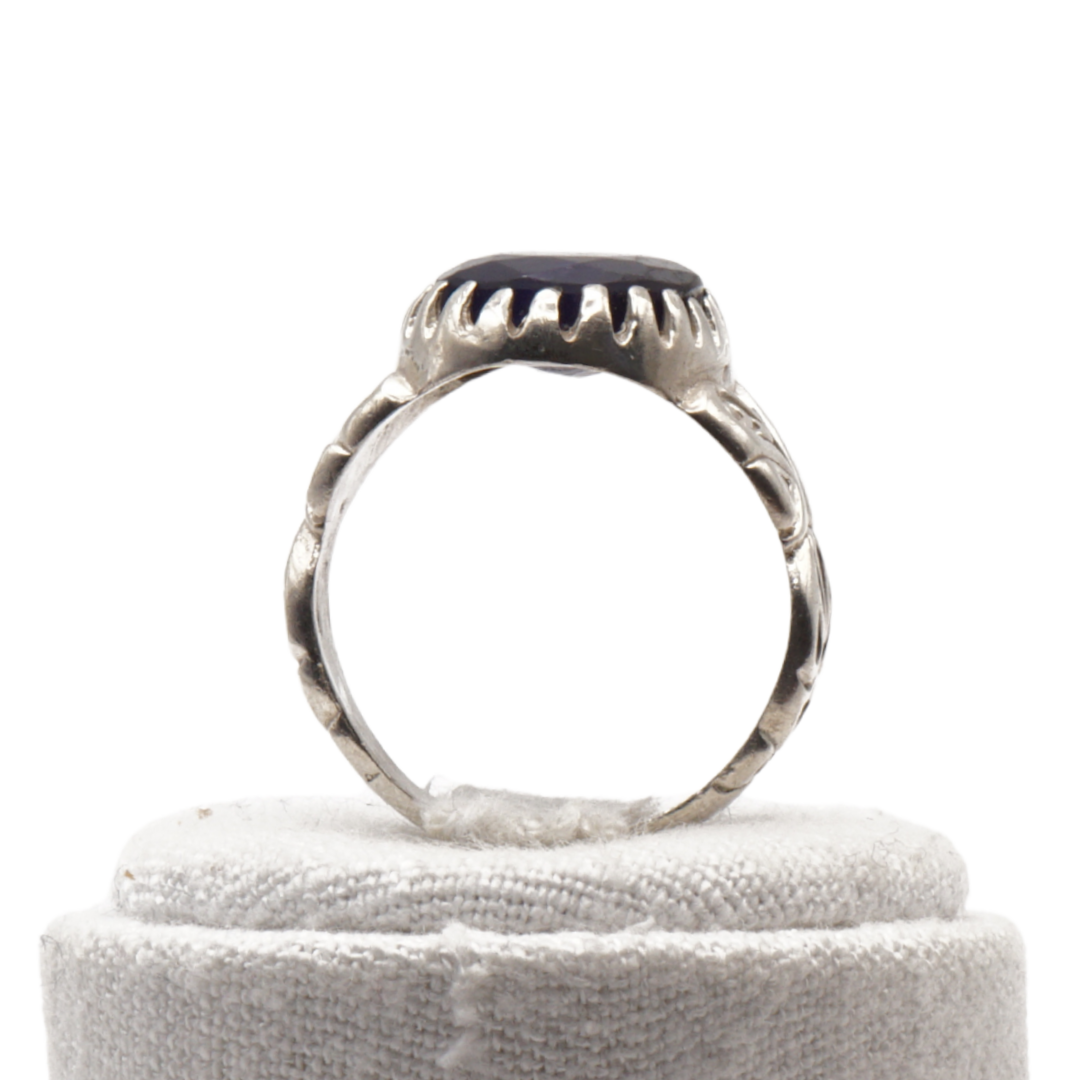 925 Silber Herrenring mit echtem Saphir