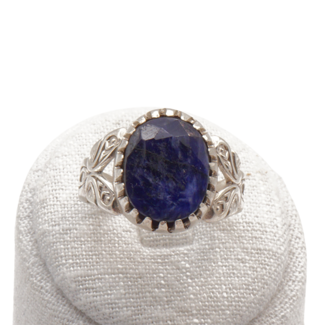 925 Silber Herrenring mit echtem Saphir