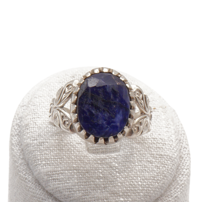 925 Silber Herrenring mit echtem Saphir