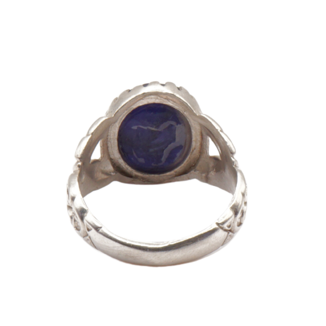 925 Silber Herrenring mit echtem Saphir