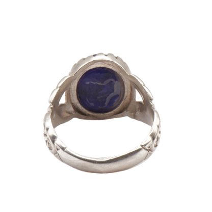 925 Silber Herrenring mit echtem Saphir