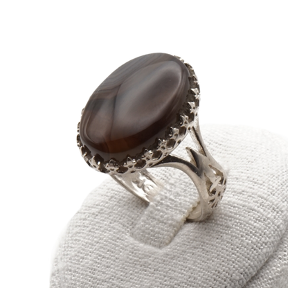 925 Silber Herrenring Jemen Achat - Aqeeq Yamani