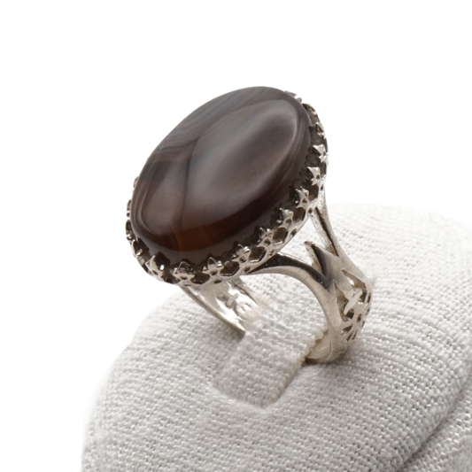 925 Silber Herrenring Jemen Achat - Aqeeq Yamani