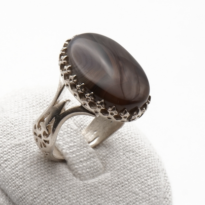 925 Silber Herrenring Jemen Achat - Aqeeq Yamani