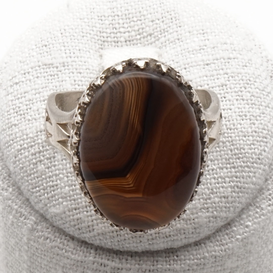 925 Silber Herrenring Jemen Achat - Aqeeq Yamani