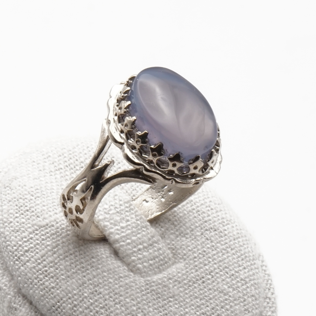 925 Silber Herrenring mit echtem Jemen Achat - Aqeeq